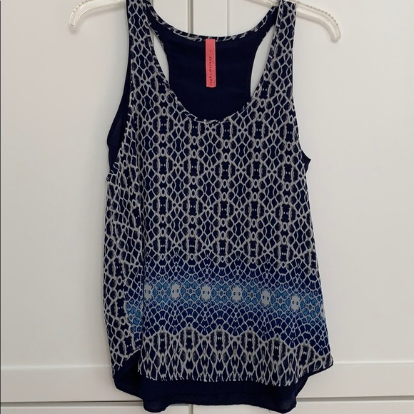 Eight Sixty Racerback Navy Patterned Tank - Picture 1 of 4